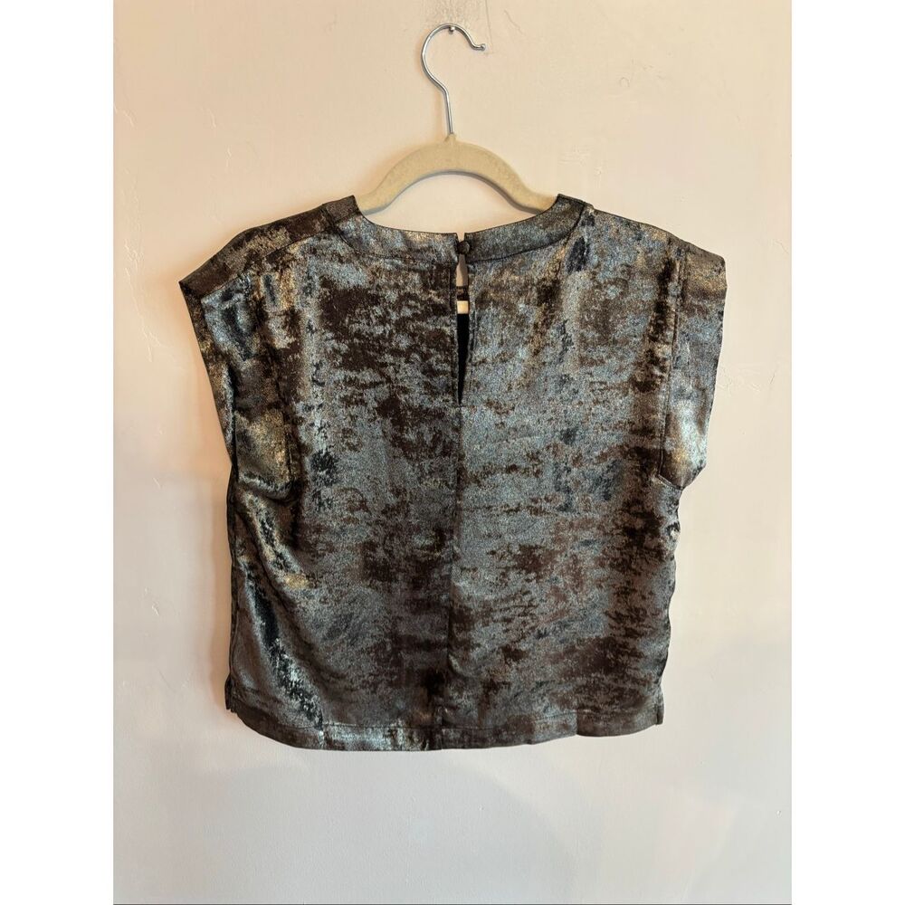Evereve Roscoe Metallic Top Size S Tee Crew Neck Keyhole Back - Picture 8 of 8